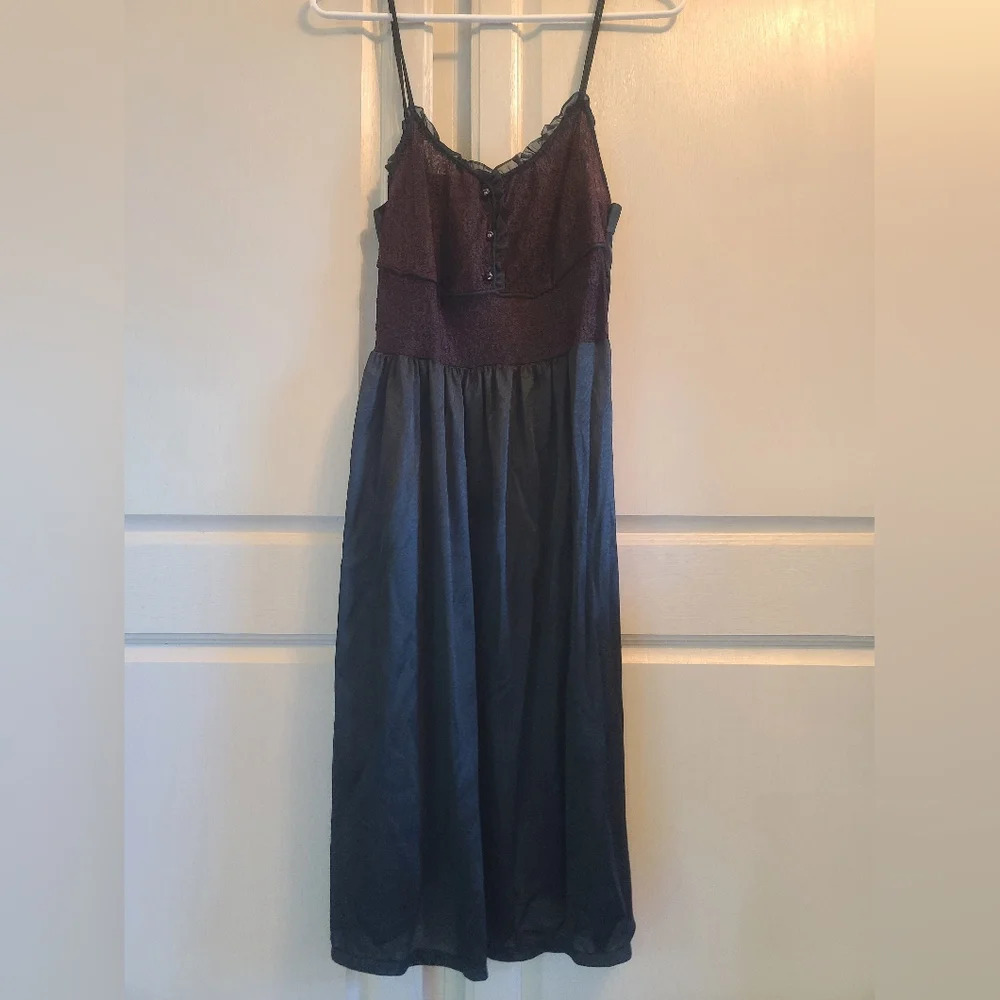 Vintage GMC 1960s Black Lace Slip Dress